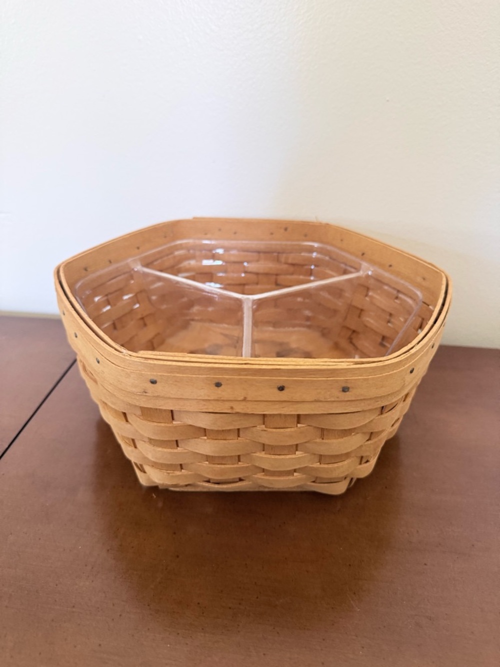 Vintage 1998 Longaberger Hexagon Basket Snack Silverware Divider Liner Home 9”
